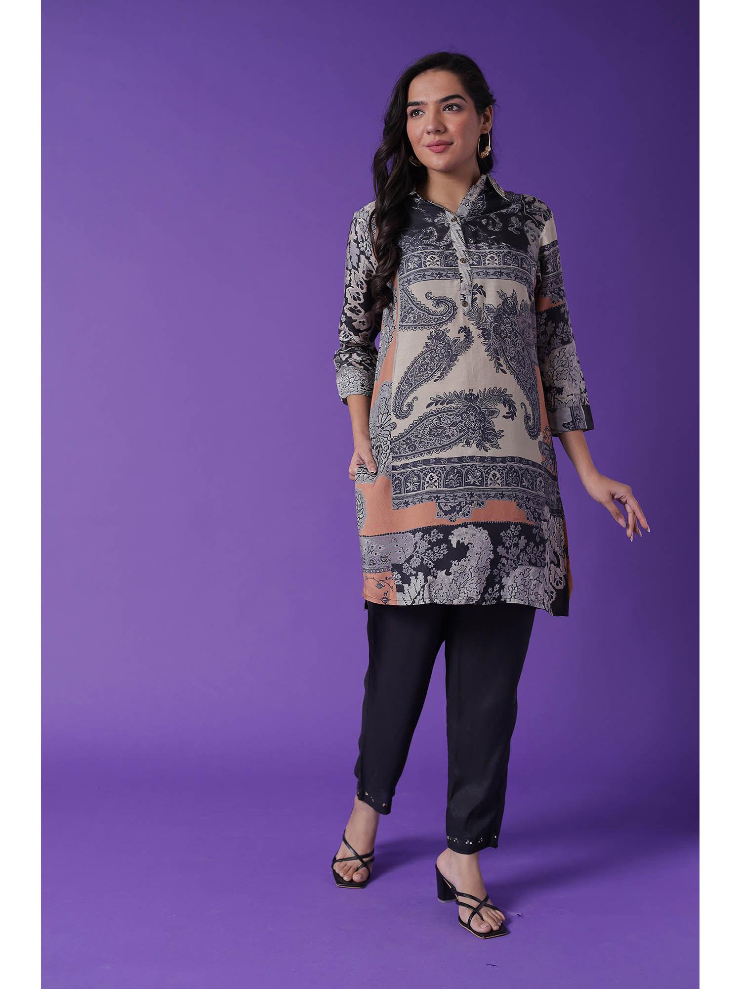 kurta with pant with printed (set of 2)