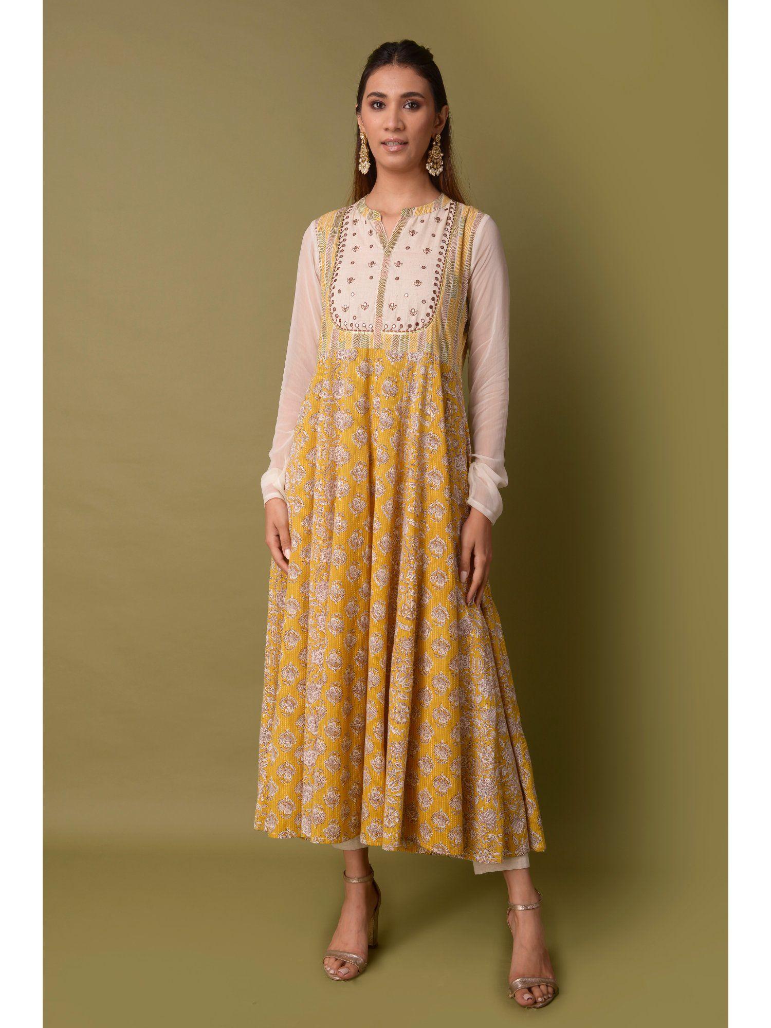 kurta with yoke and georgette sleeves