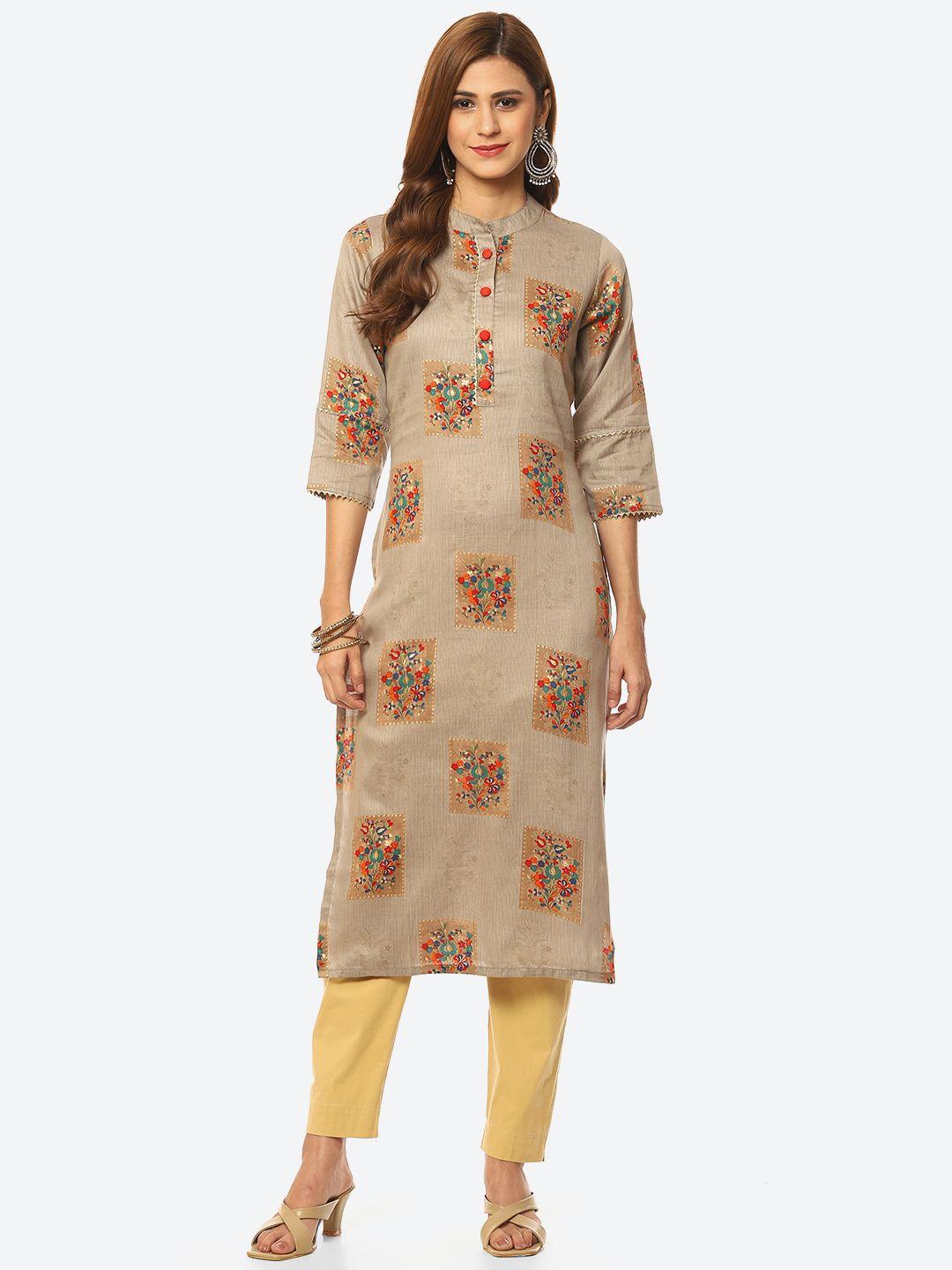 kurti's by menka women ethnic motifs printed kurta