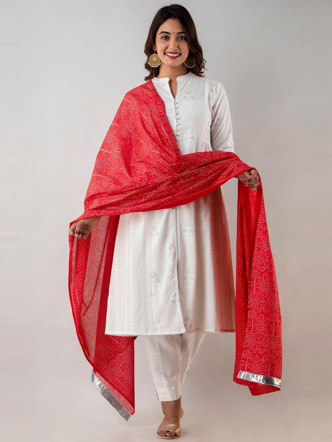 kurtipedia floral printed pure cotton kurta with trousers & dupatta