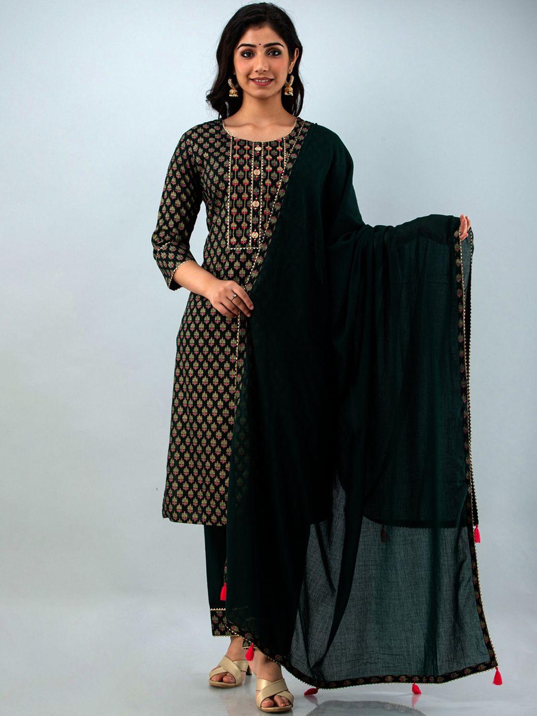 kurtipedia women floral printed kurta with trousers & dupatta