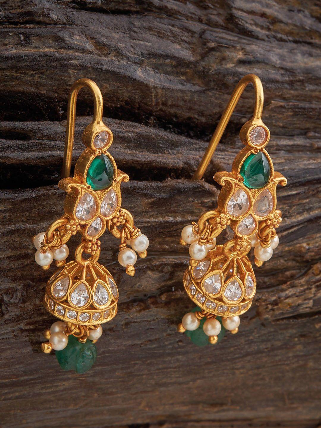 kushal's fashion jewellery gold-plated contemporary studs earrings
