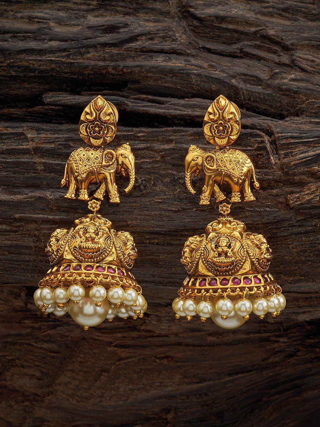 kushal's fashion jewellery gold-plated dome shaped jhumkas