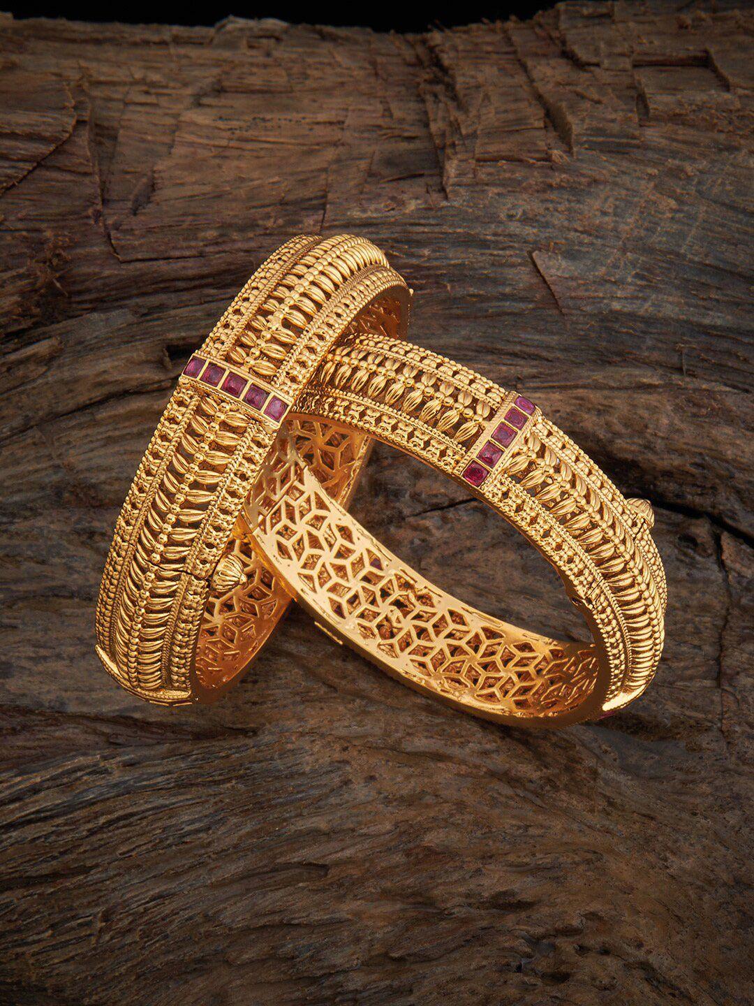 kushal's fashion jewellery gold-plated ethnic antique bangles