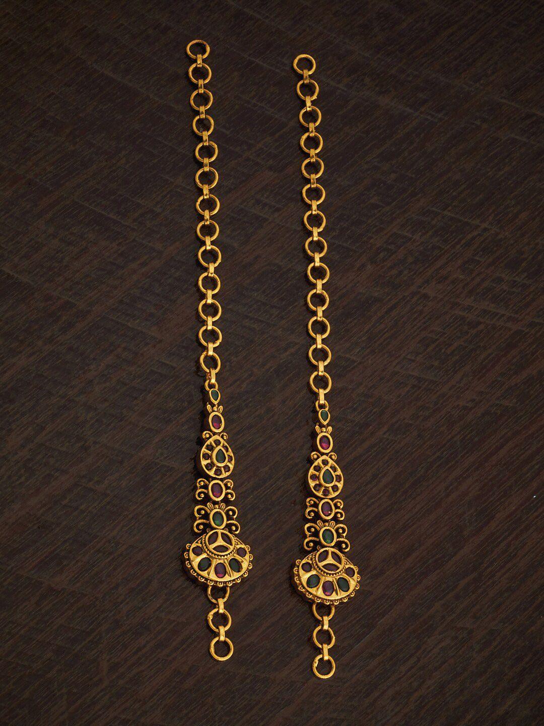 kushal's fashion jewellery gold-plated stone studded ethnic antique matil