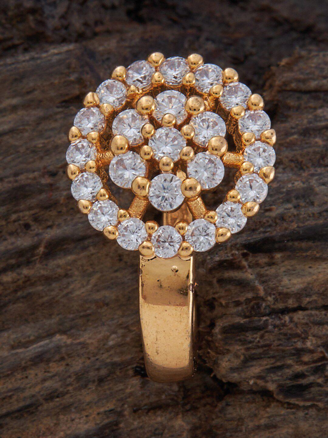 kushal's fashion jewellery gold-plated white cz studded nosepin