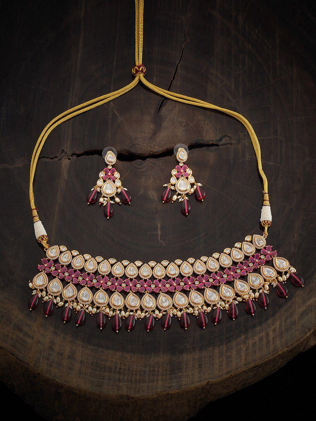 kushal's fashion jewellery kundan studded & beaded jewellery set