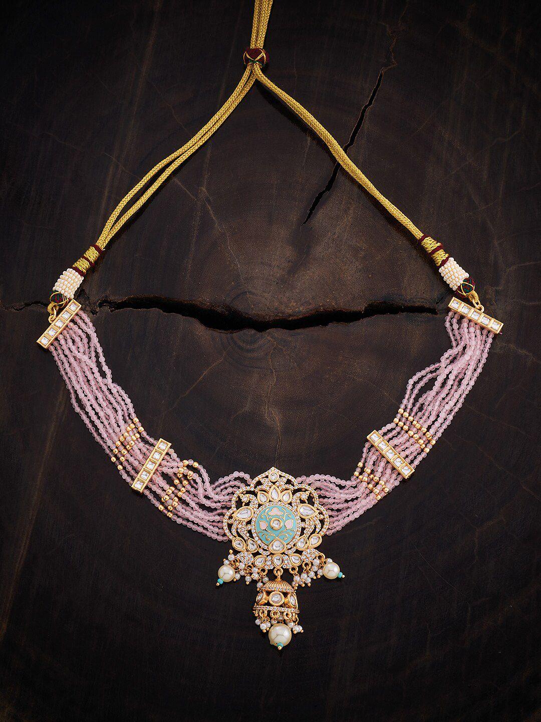 kushal's fashion jewellery kundan studded & beaded necklace