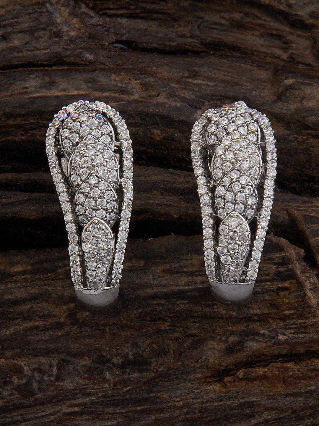 kushal's fashion jewellery rhodium plated contemporary studs earrings
