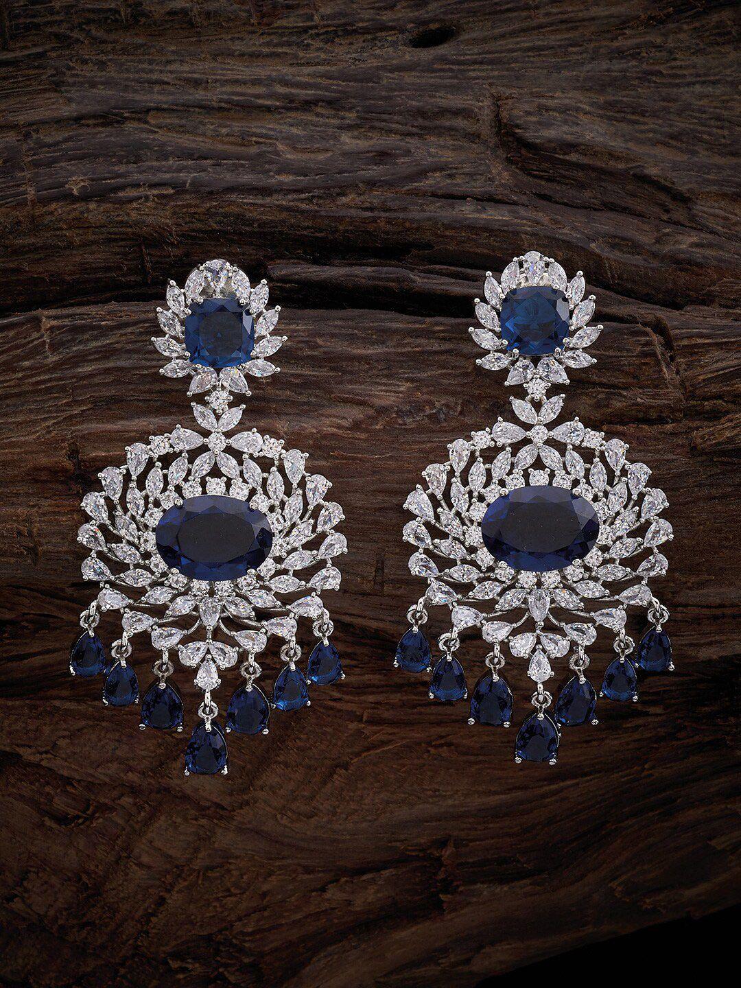 kushal's fashion jewellery rhodium-plated drop earrings