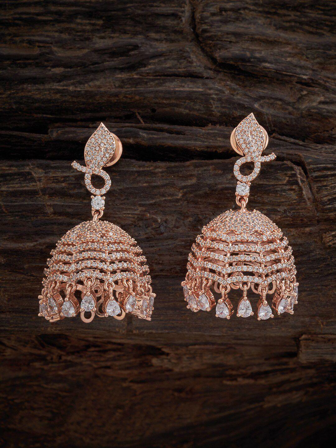 kushal's fashion jewellery rose gold-plated contemporary jhumkas earrings