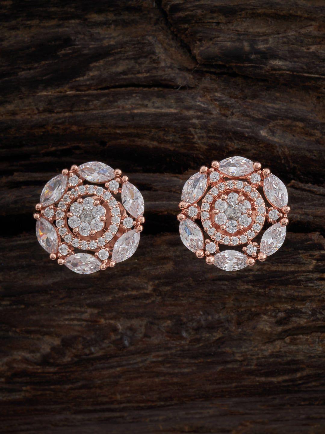 kushal's fashion jewellery rose gold-plated contemporary studs earrings