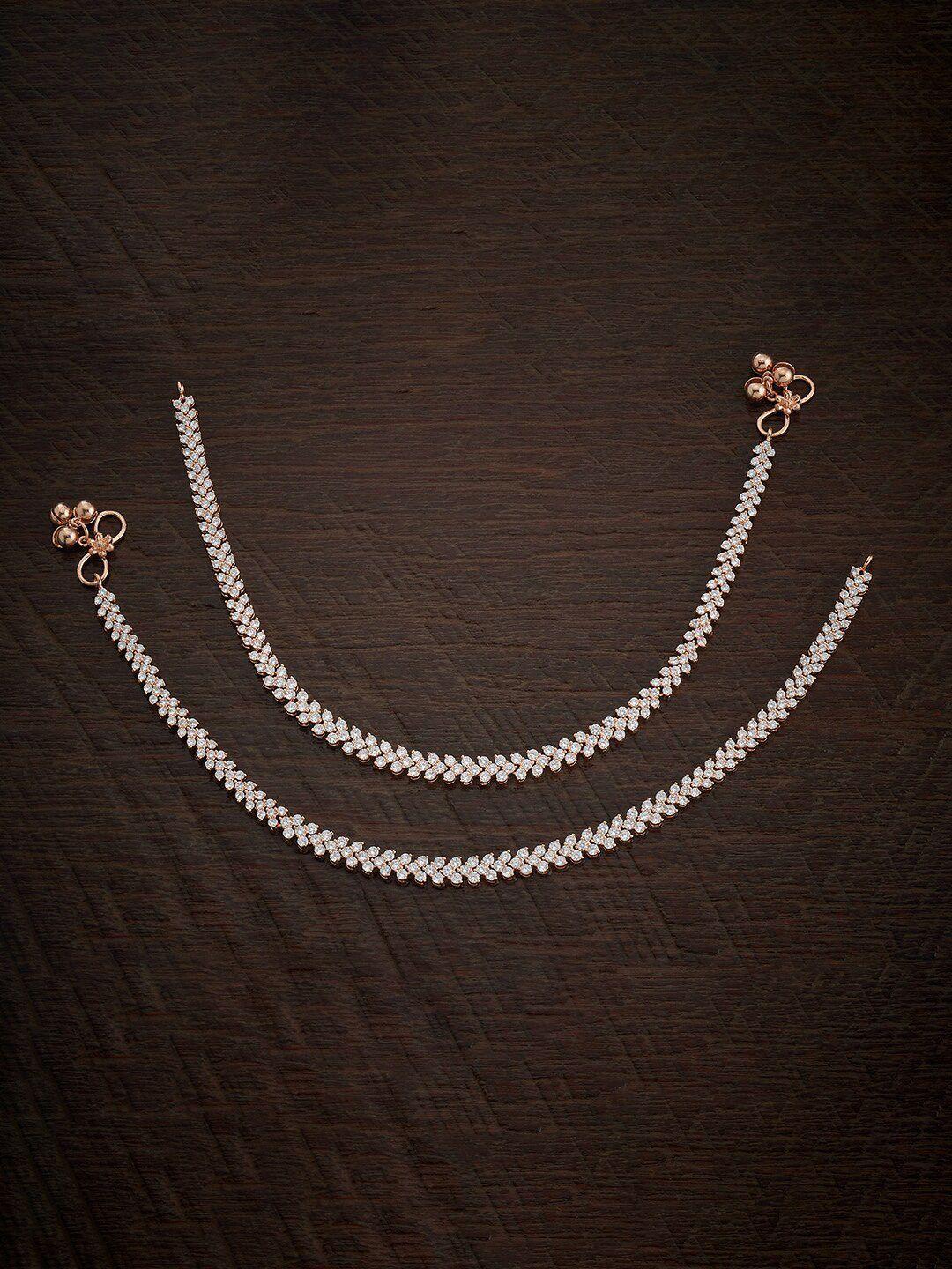 kushal's fashion jewellery rose gold-plated zircon studded anklets
