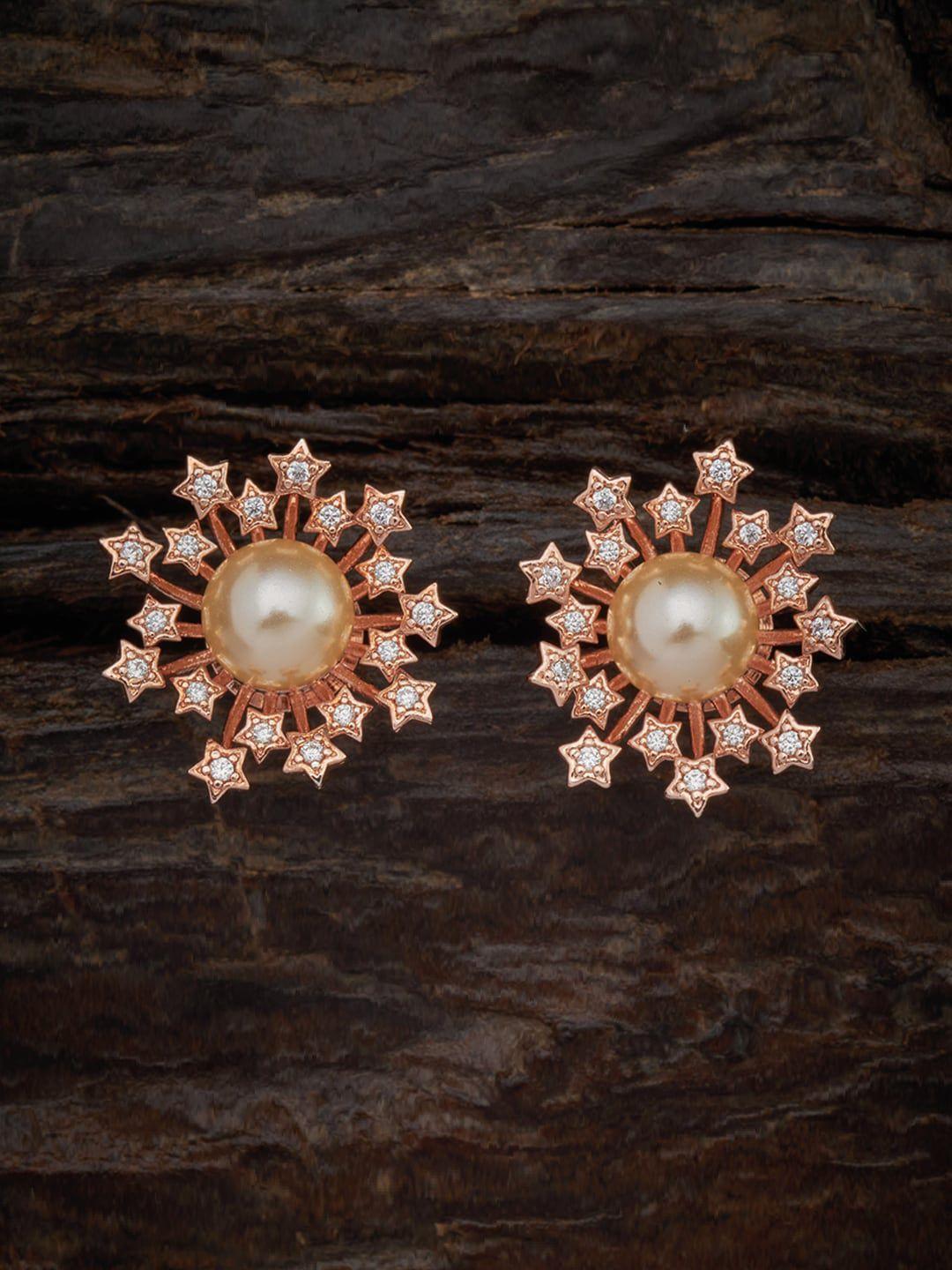 kushal's fashion jewellery white contemporary studs earrings