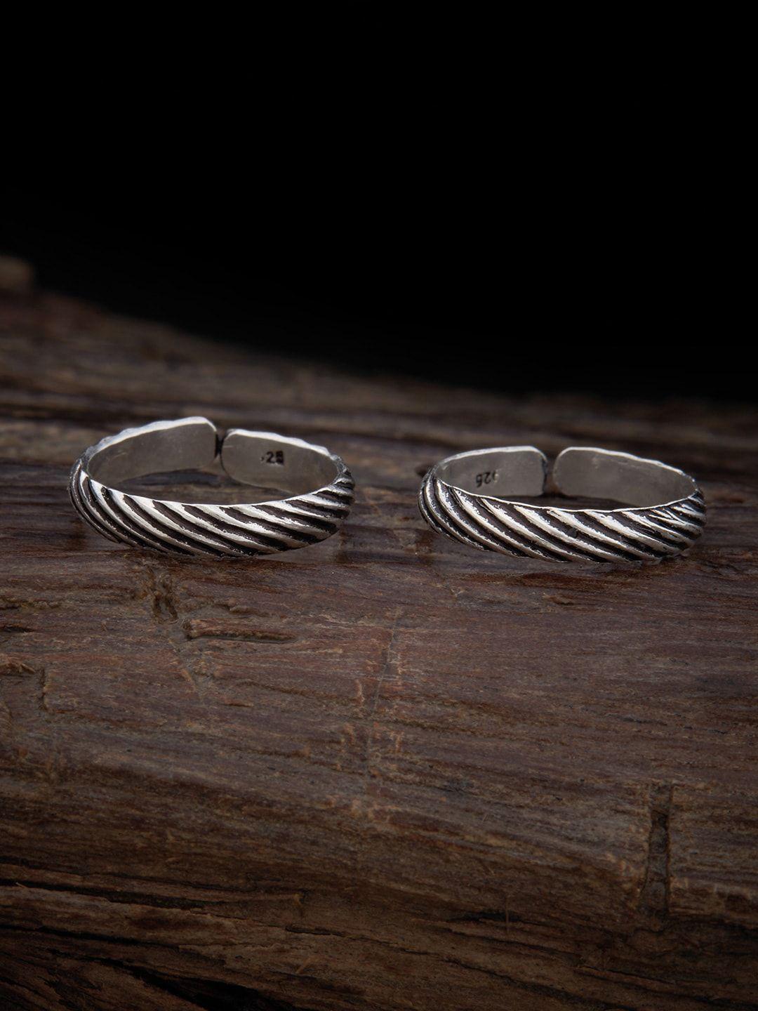 kushal's fashion jewellery 92.5 pure silver & rhodium-plated oxidised toe rings