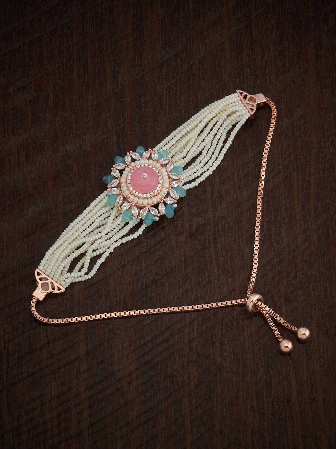 kushal's fashion jewellery cubic zirconia rose gold-plated armlet bracelet