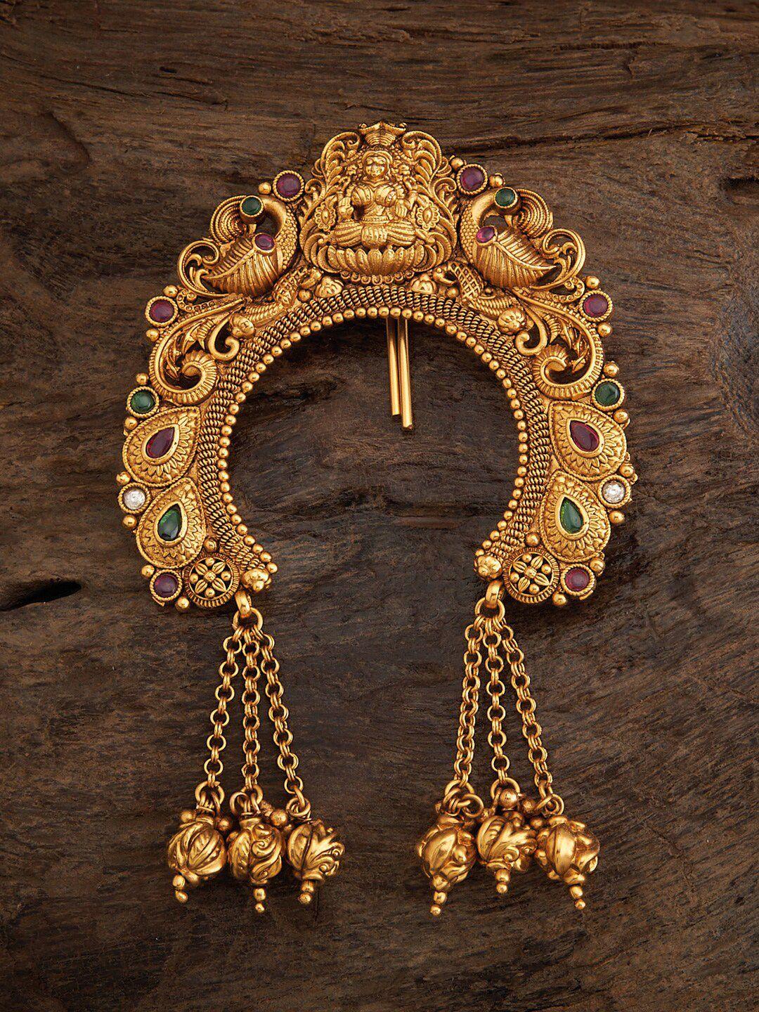 kushal's fashion jewellery gold plated antique hair brooch