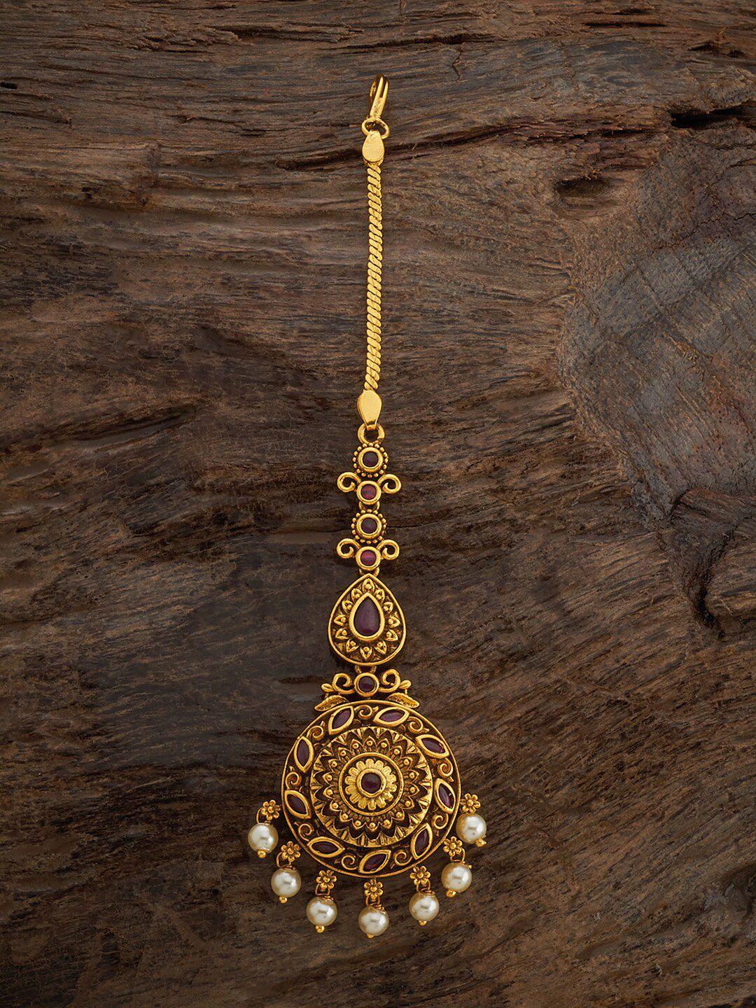 kushal's fashion jewellery gold-plated beaded maang tikka