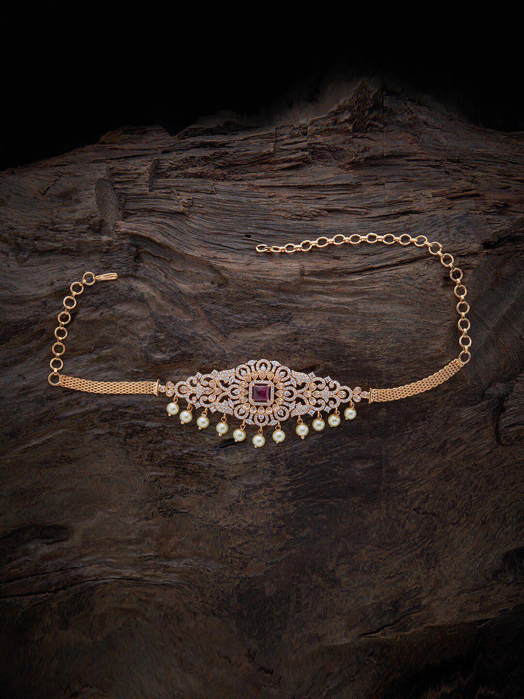 kushal's fashion jewellery gold-plated cubic zirconia antique armlet bracelet