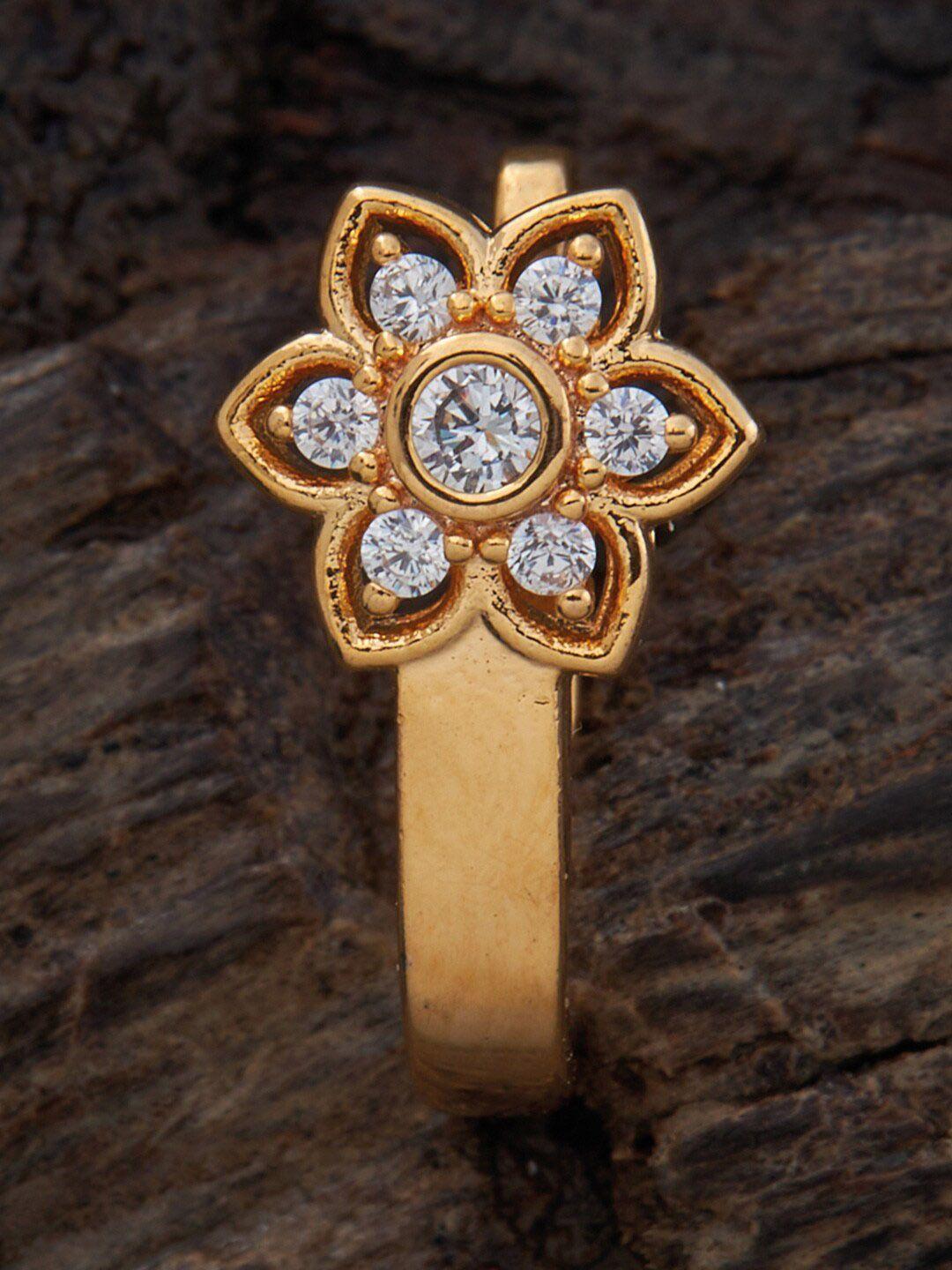 kushal's fashion jewellery gold plated cubic zirconia clip-on nose pin