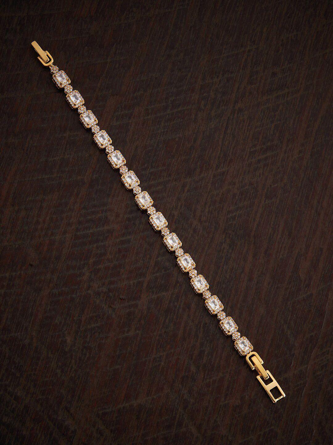 kushal's fashion jewellery gold-plated cubic zirconia studded wraparound bracelet