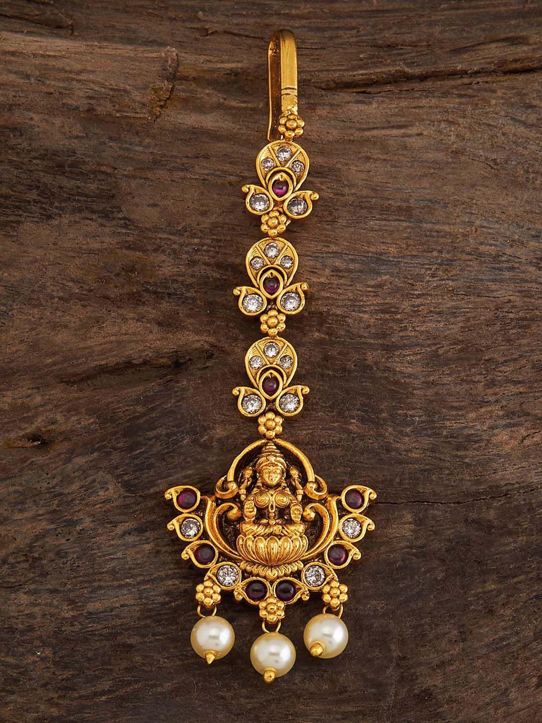 kushal's fashion jewellery gold-plated cz-studded maangtika