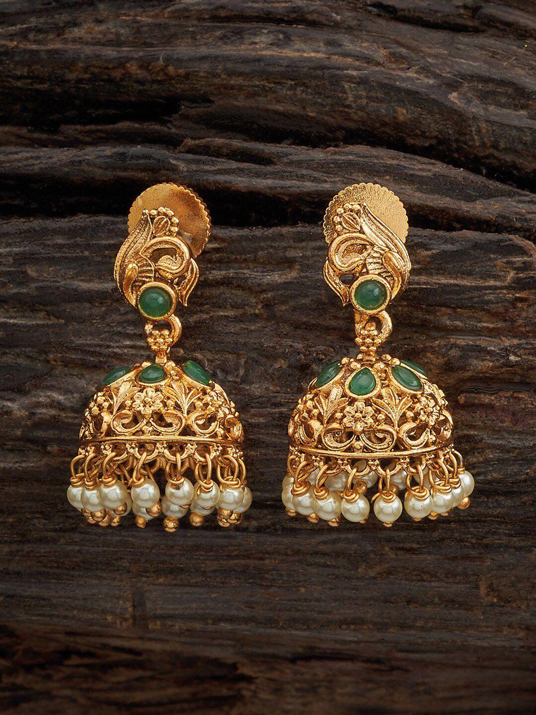 kushal's fashion jewellery gold plated dome shaped antique jhumkas