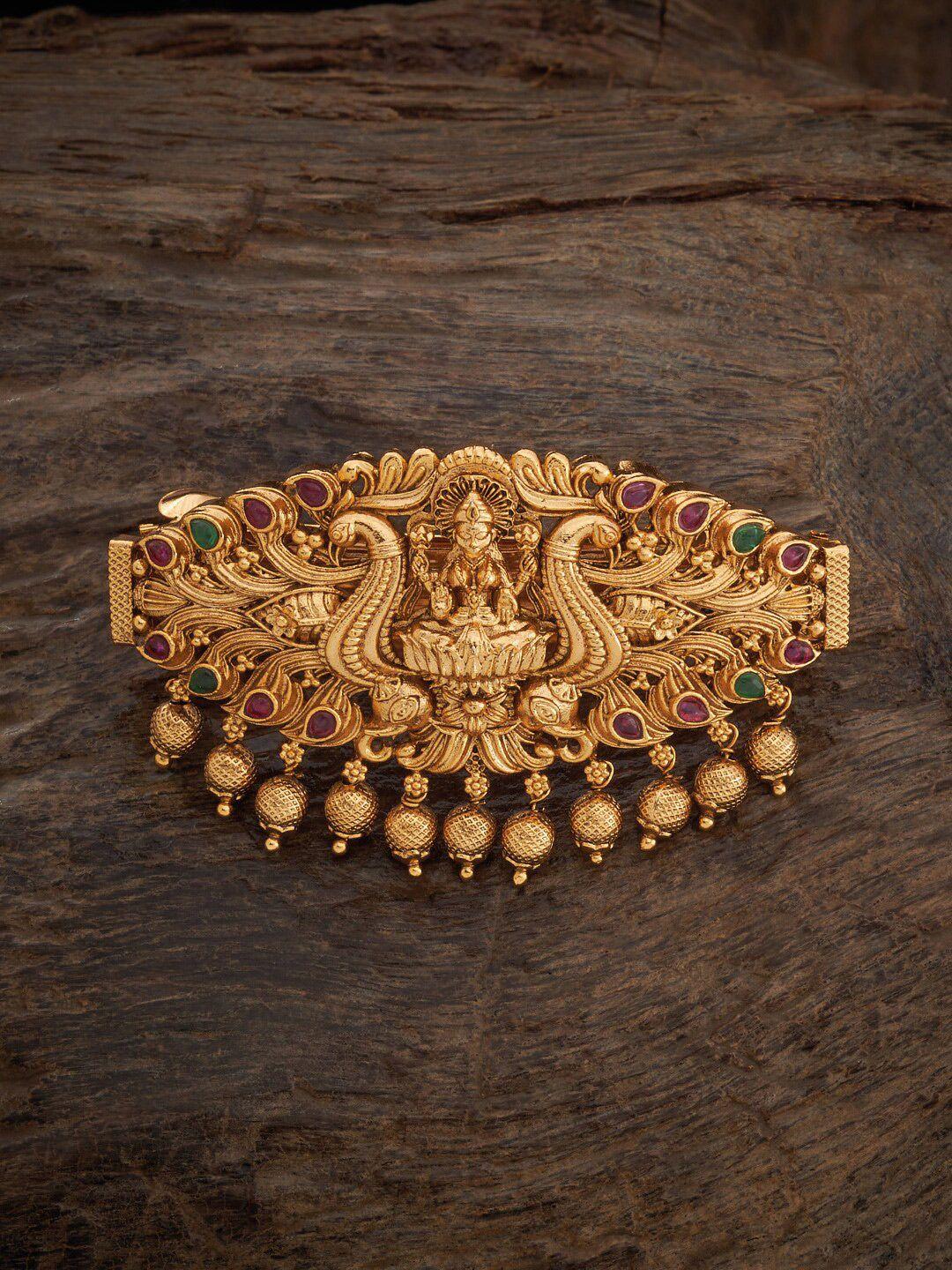 kushal's fashion jewellery gold-plated embellished antique hair french barrette