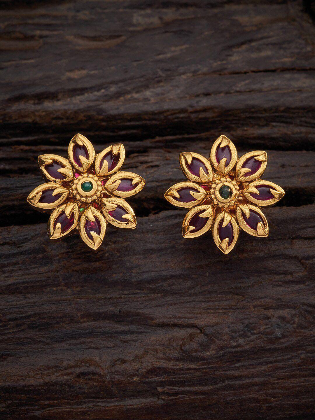 kushal's fashion jewellery gold plated floral drop earrings