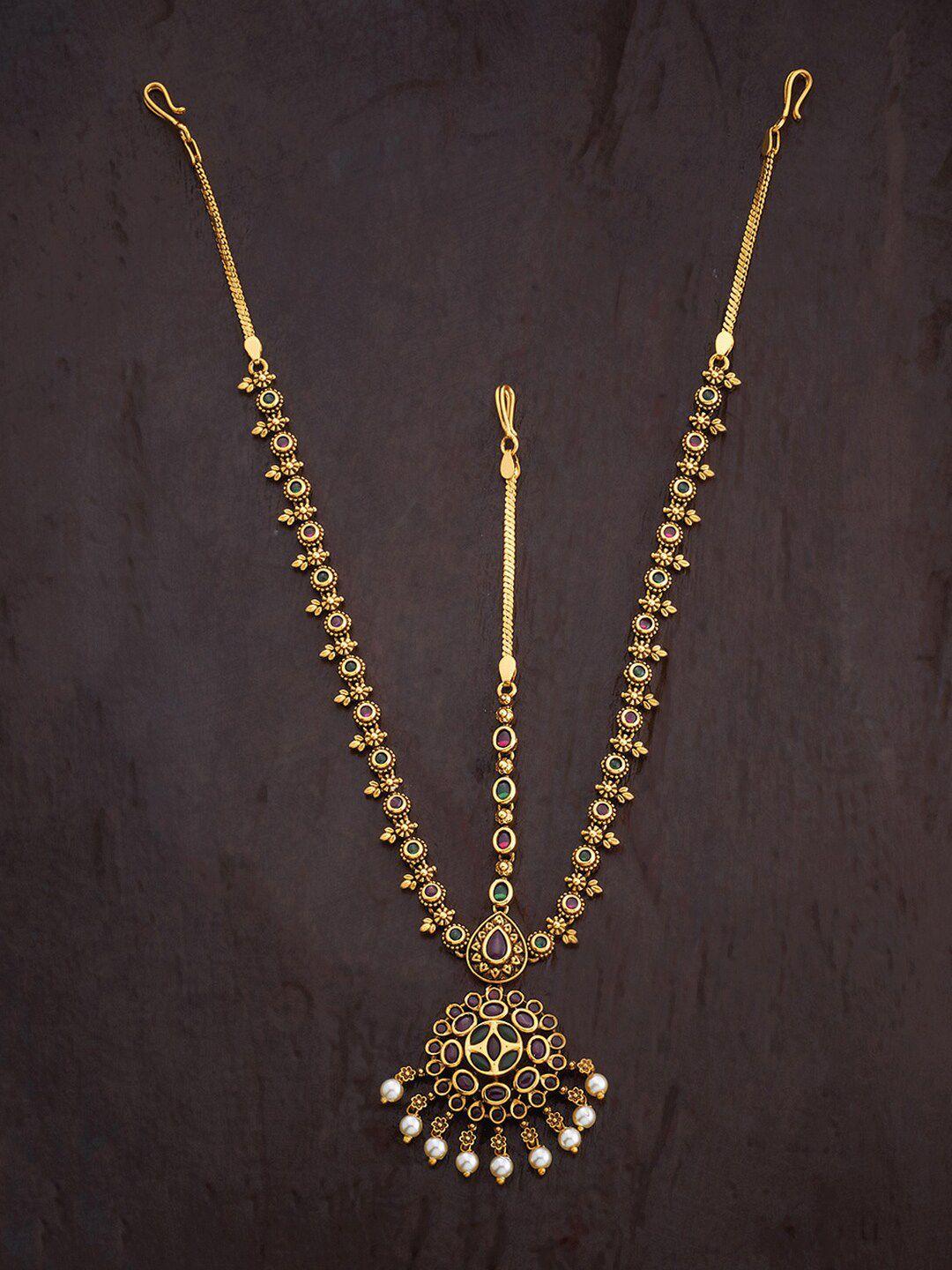 kushal's fashion jewellery gold plated mang tikka