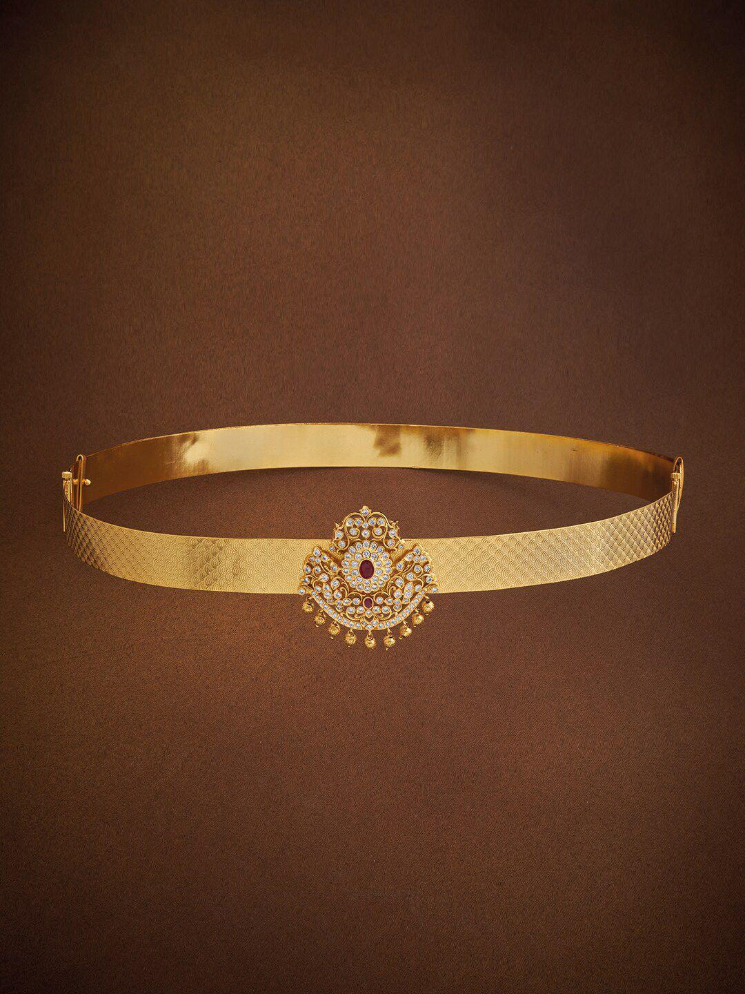 kushal's fashion jewellery gold plated ruby & cubic zirconia stone studded kamarbandh