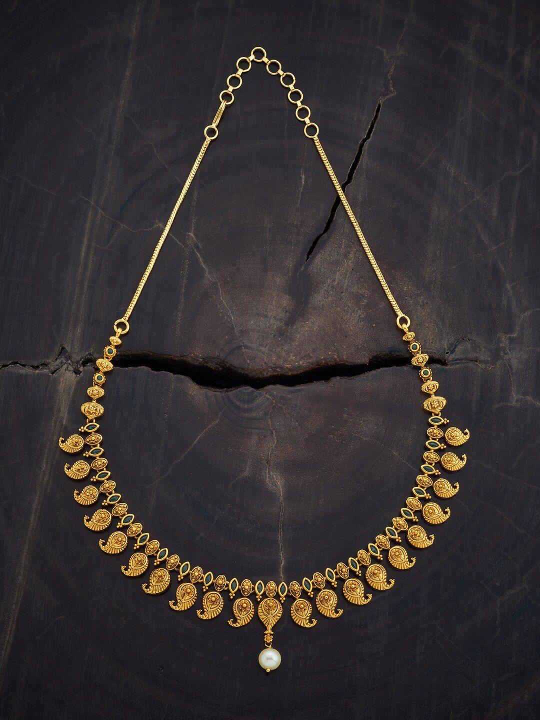 kushal's fashion jewellery gold-plated silver antique necklace