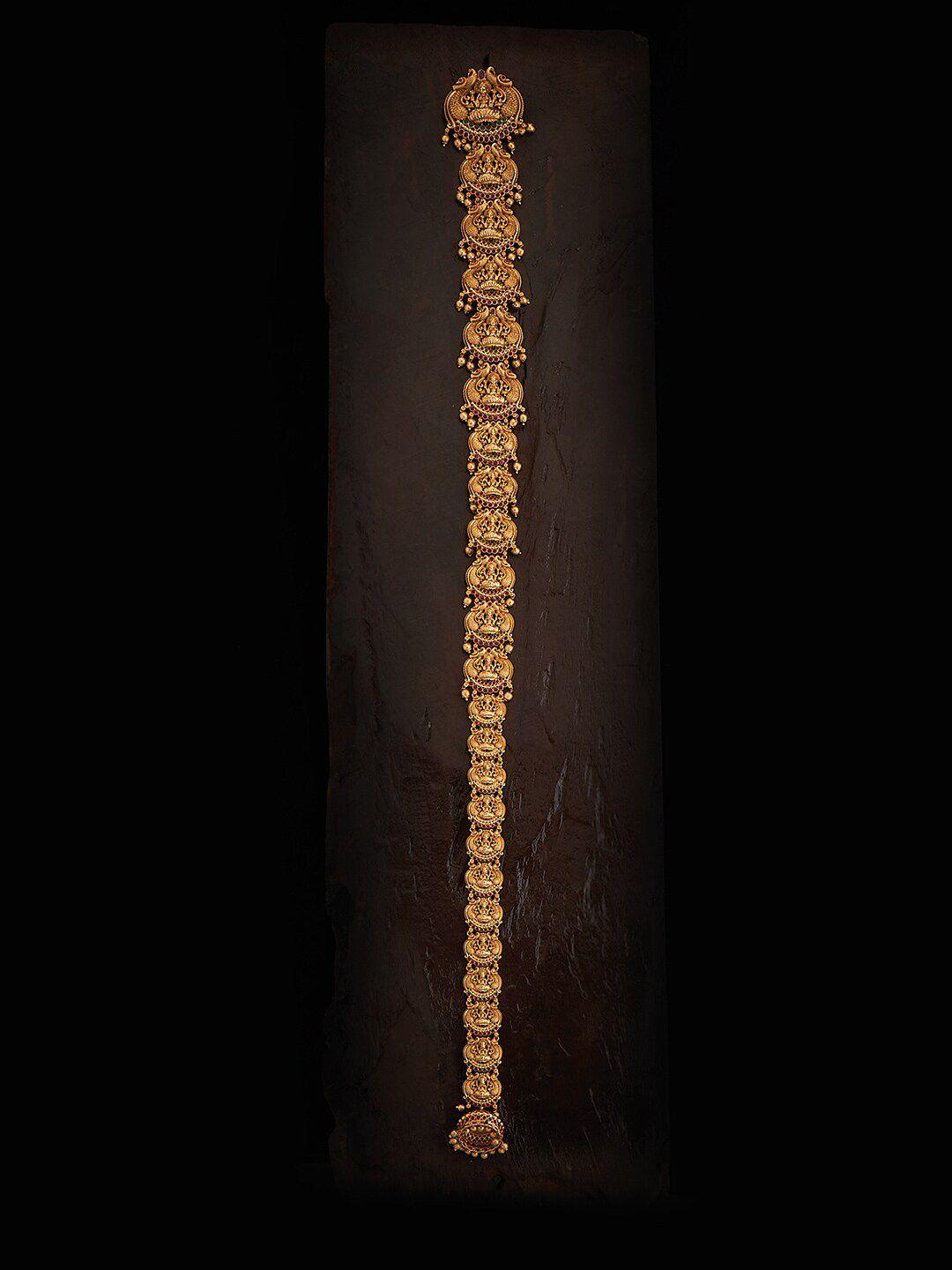 kushal's fashion jewellery gold-plated stone-studded antique choti
