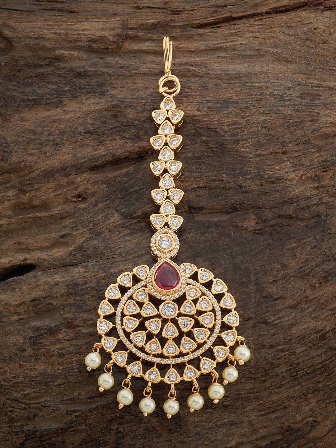 kushal's fashion jewellery gold-plated stone-studded head jewellery