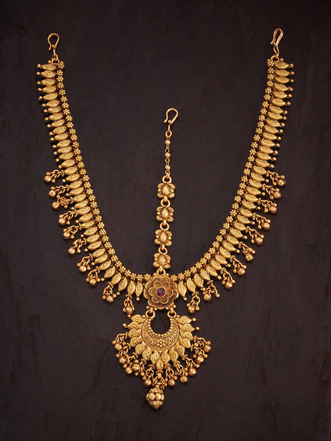 kushal's fashion jewellery gold-plated stone studded matha patti