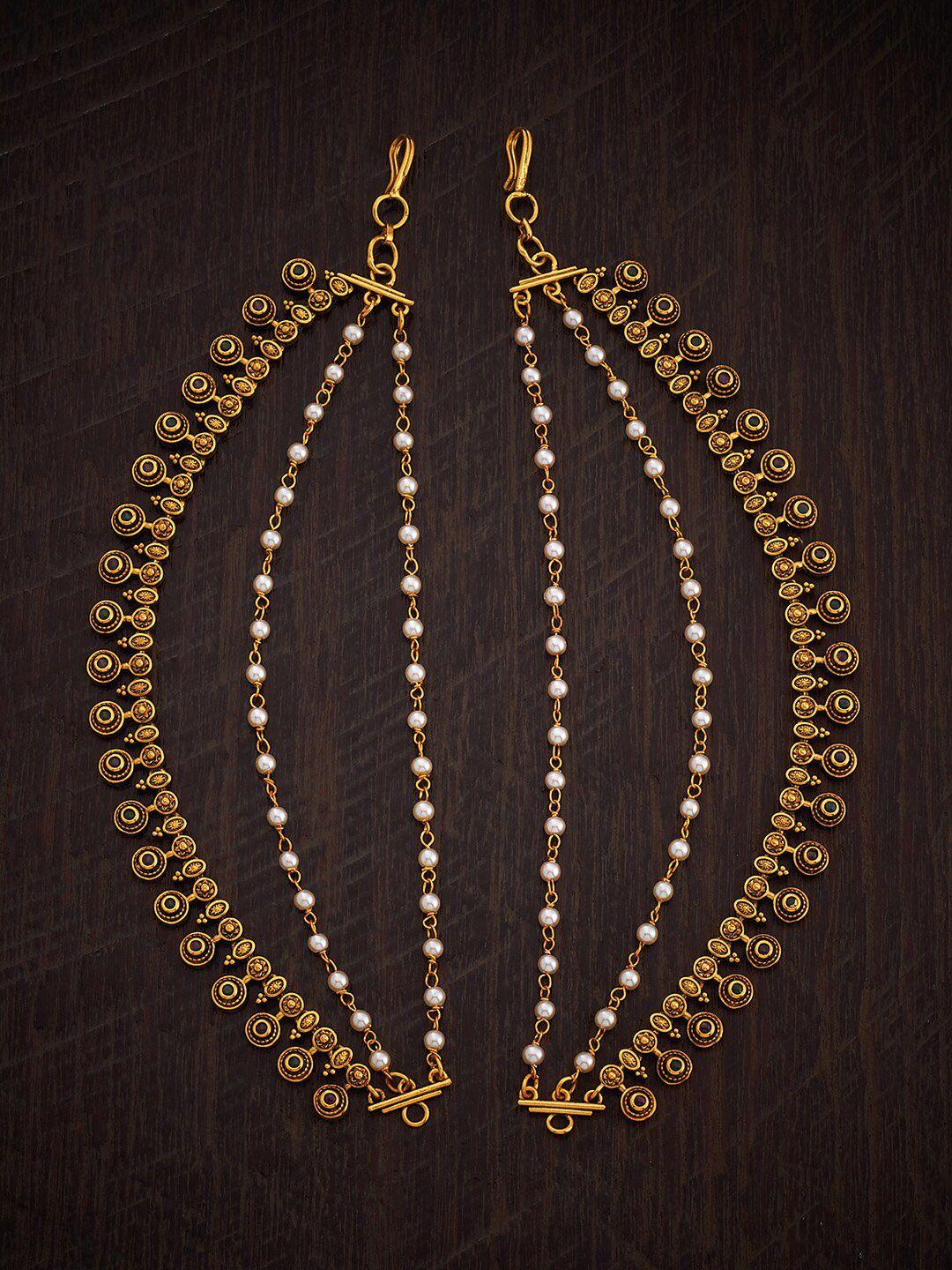 kushal's fashion jewellery gold-plated stones & beads-studded antique matil