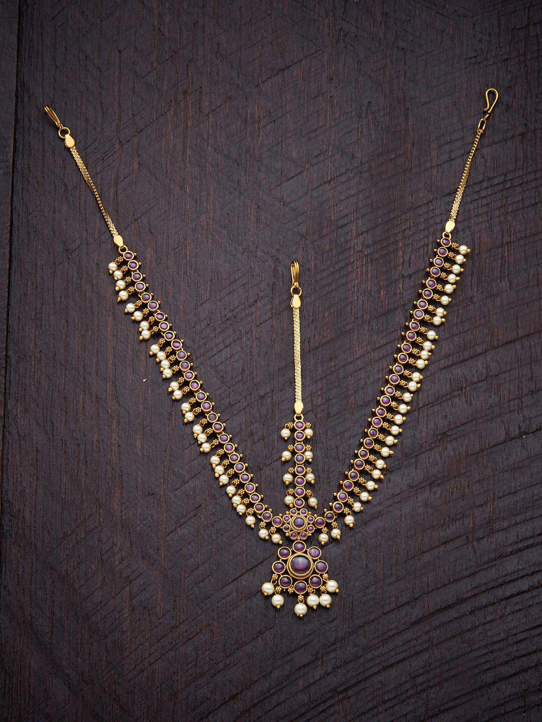 kushal's fashion jewellery gold plated studded matha patti