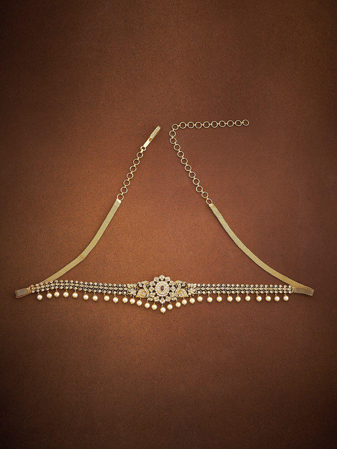 kushal's fashion jewellery gold plated waist chain saree accessory