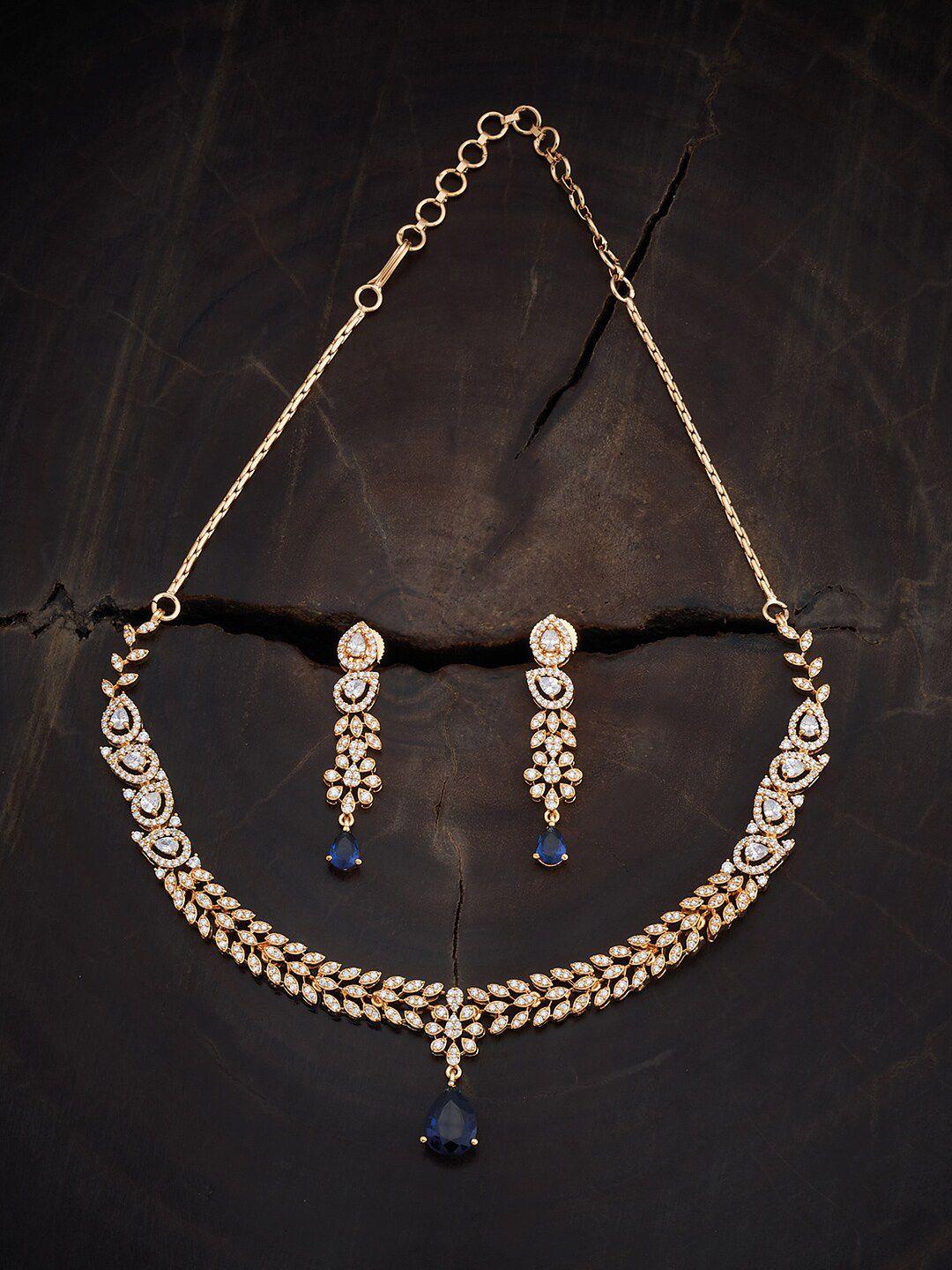 kushal's fashion jewellery gold-plated zircon-studded jewellery set
