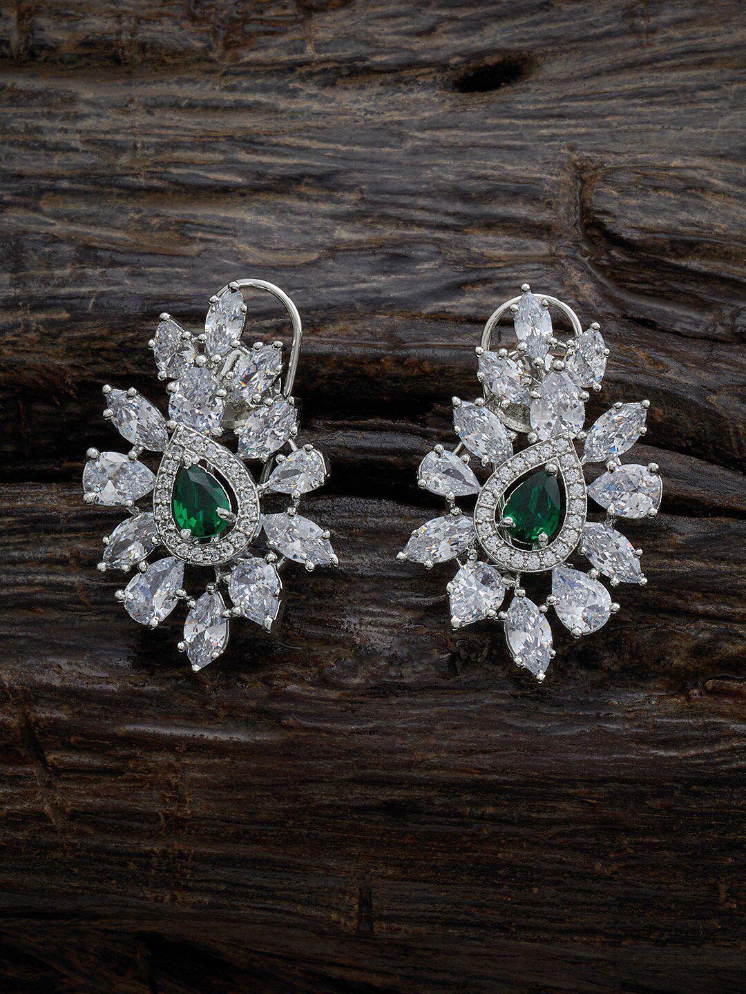 kushal's fashion jewellery rhodium-plated classic studs earrings