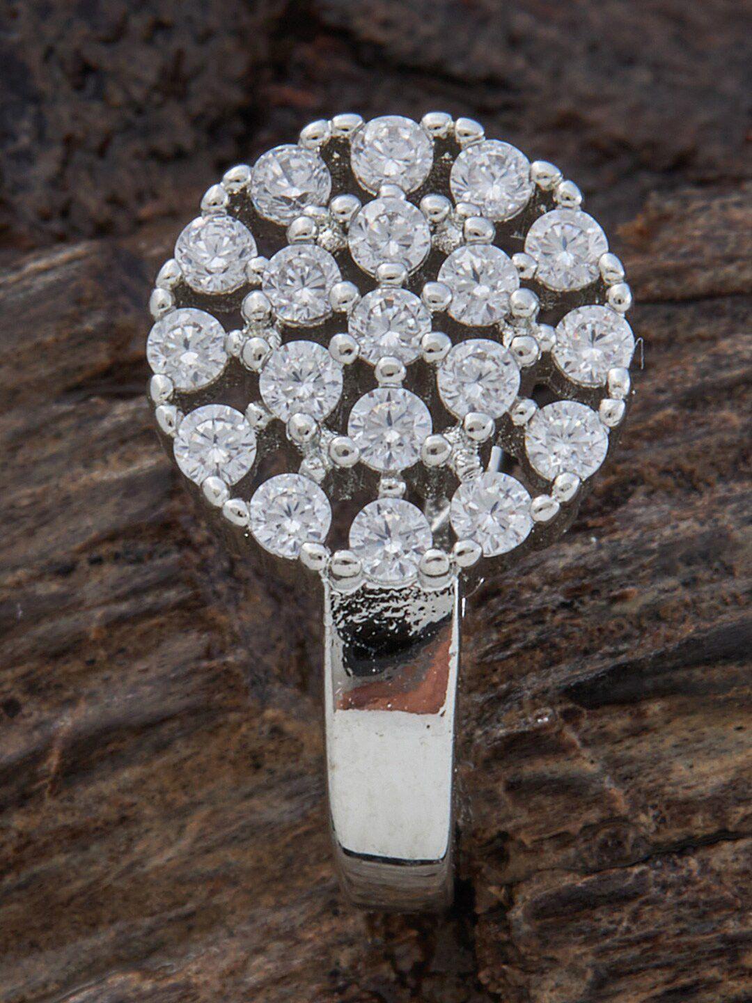 kushal's fashion jewellery rhodium-plated zircon clip-on nose pin