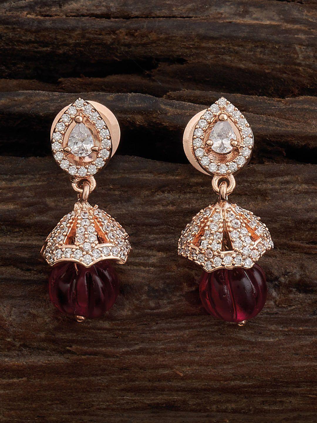 kushal's fashion jewellery rose gold-plated dome shaped jhumkas