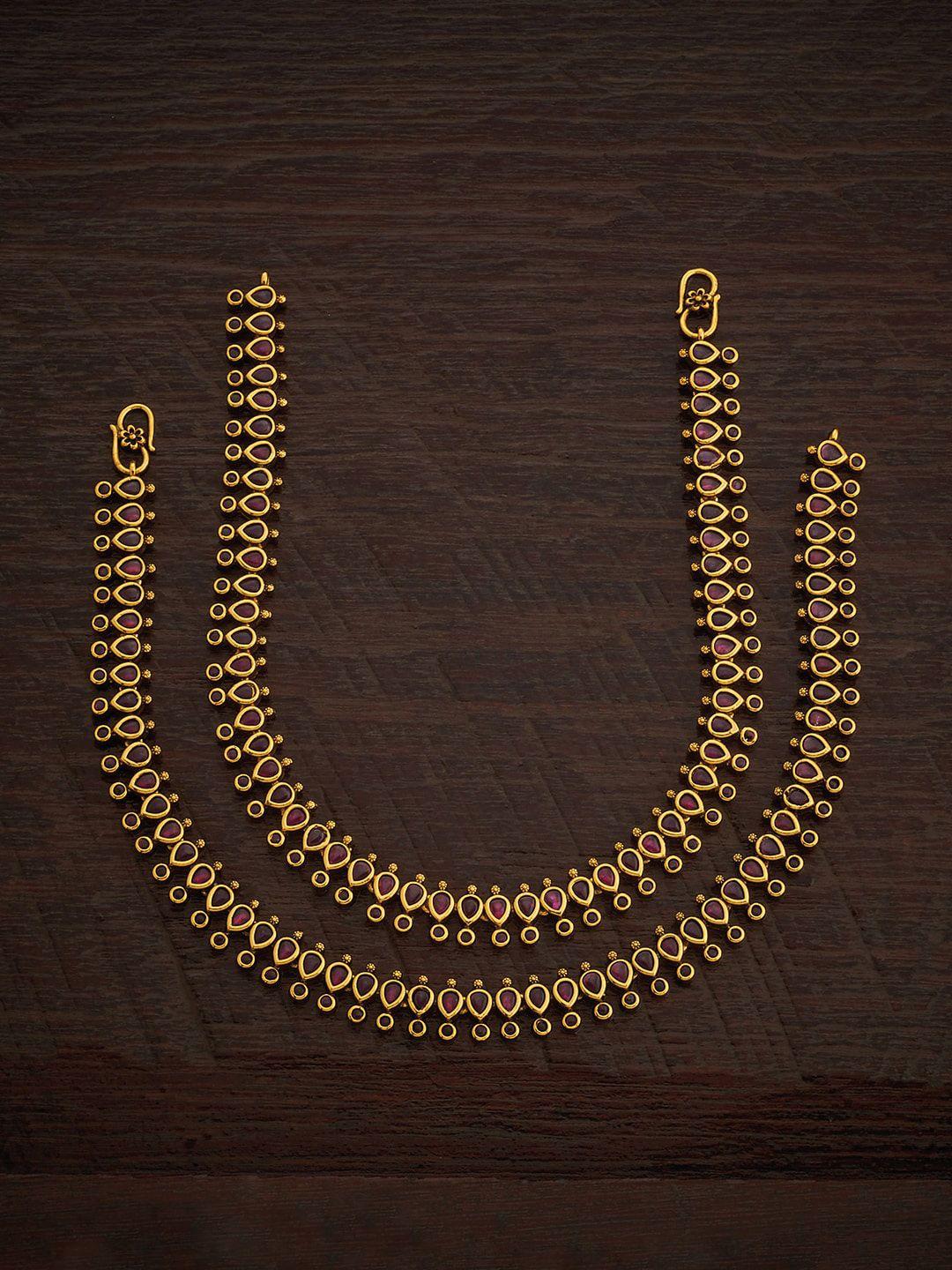 kushal's fashion jewellery set of 2 gold plated anklet