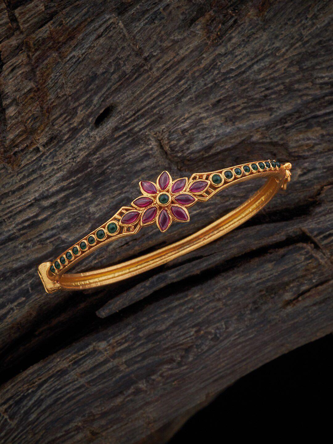 kushal's fashion jewellery silver gold-plated kada bracelet