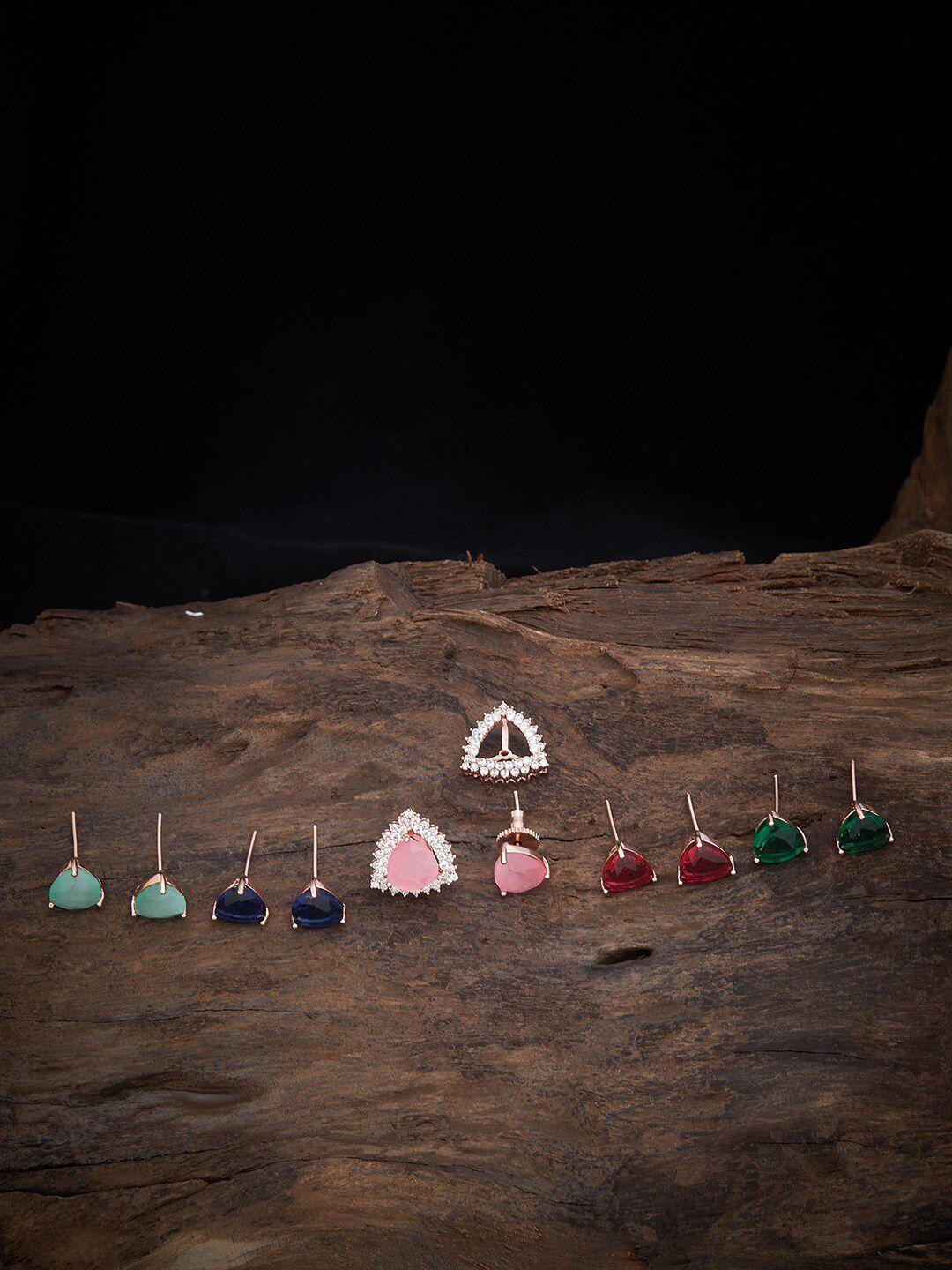 kushal's fashion jewellery triangular studs earrings set of 5 pairs