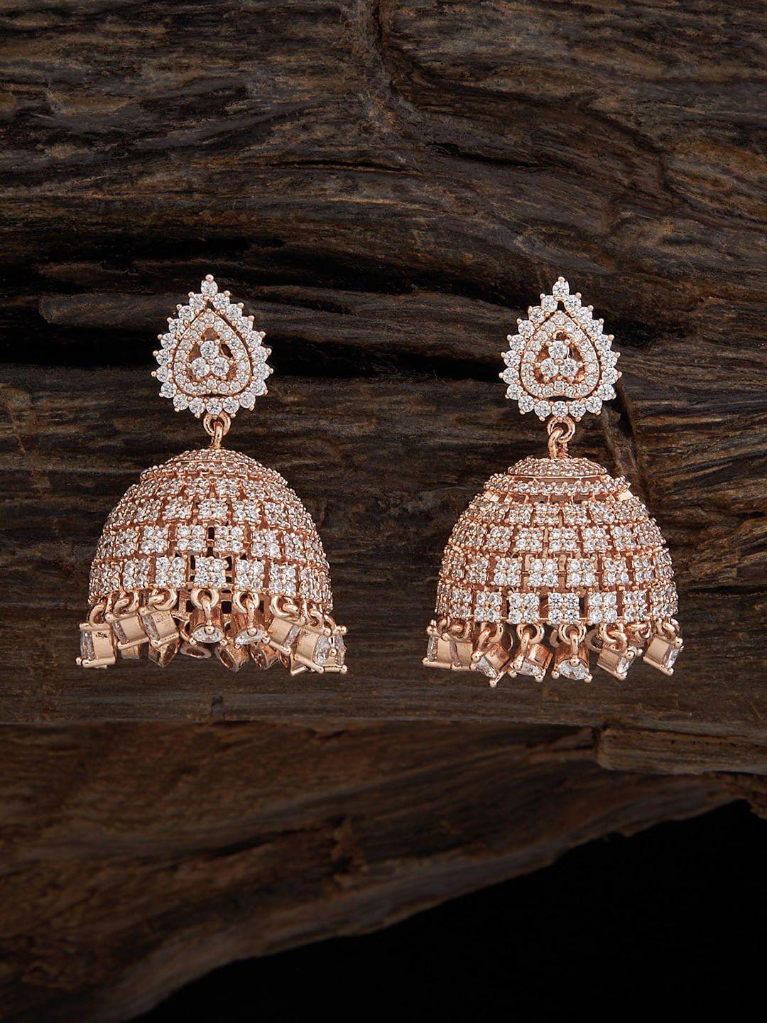 kushal's fashion jewellery white dome shaped jhumkas earrings