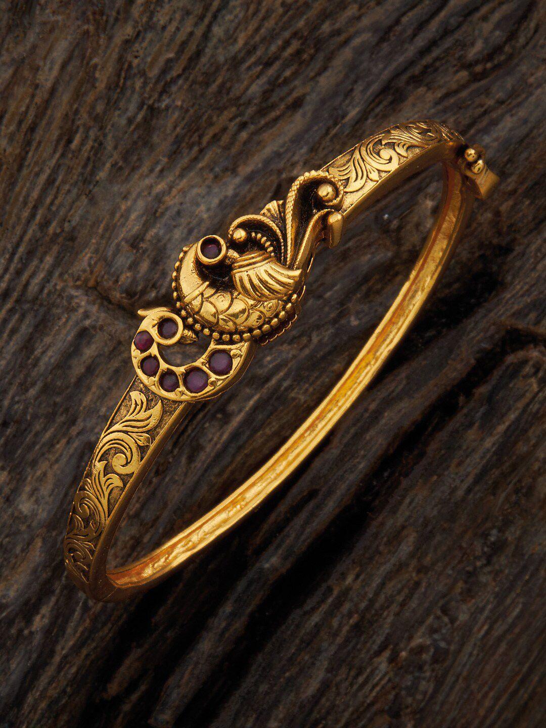 kushal's fashion jewellery women antique gold-plated kada bracelet