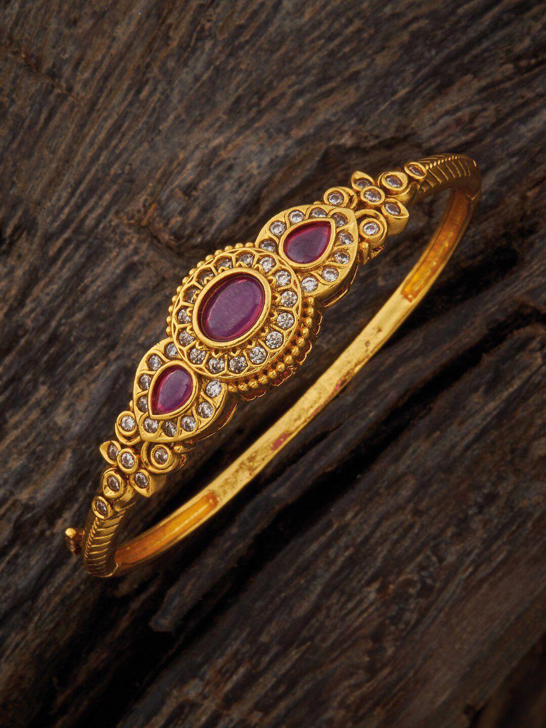 kushal's fashion jewellery women antique gold-plated kada bracelet