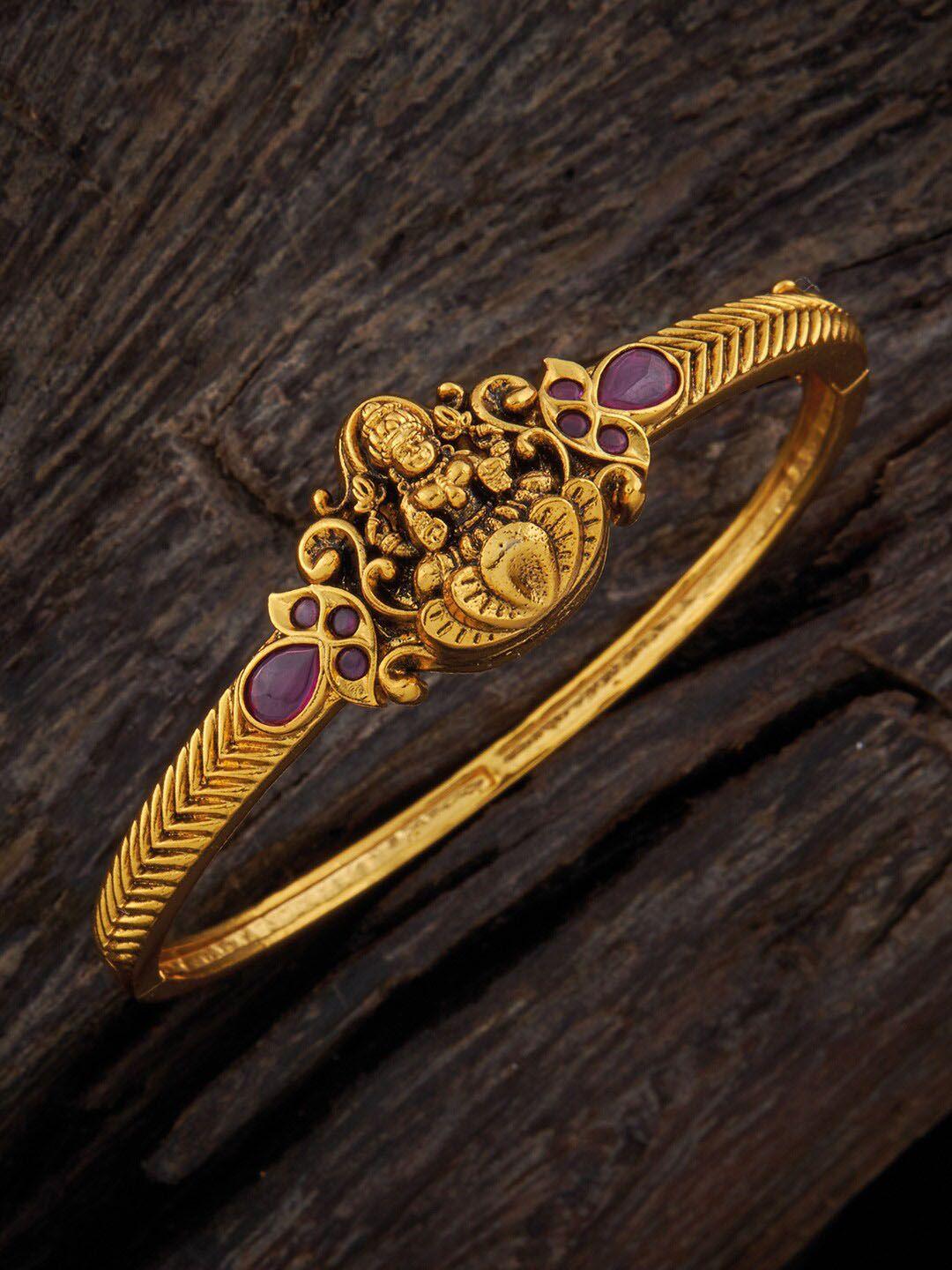 kushal's fashion jewellery women gold-plated antique kada bracelet