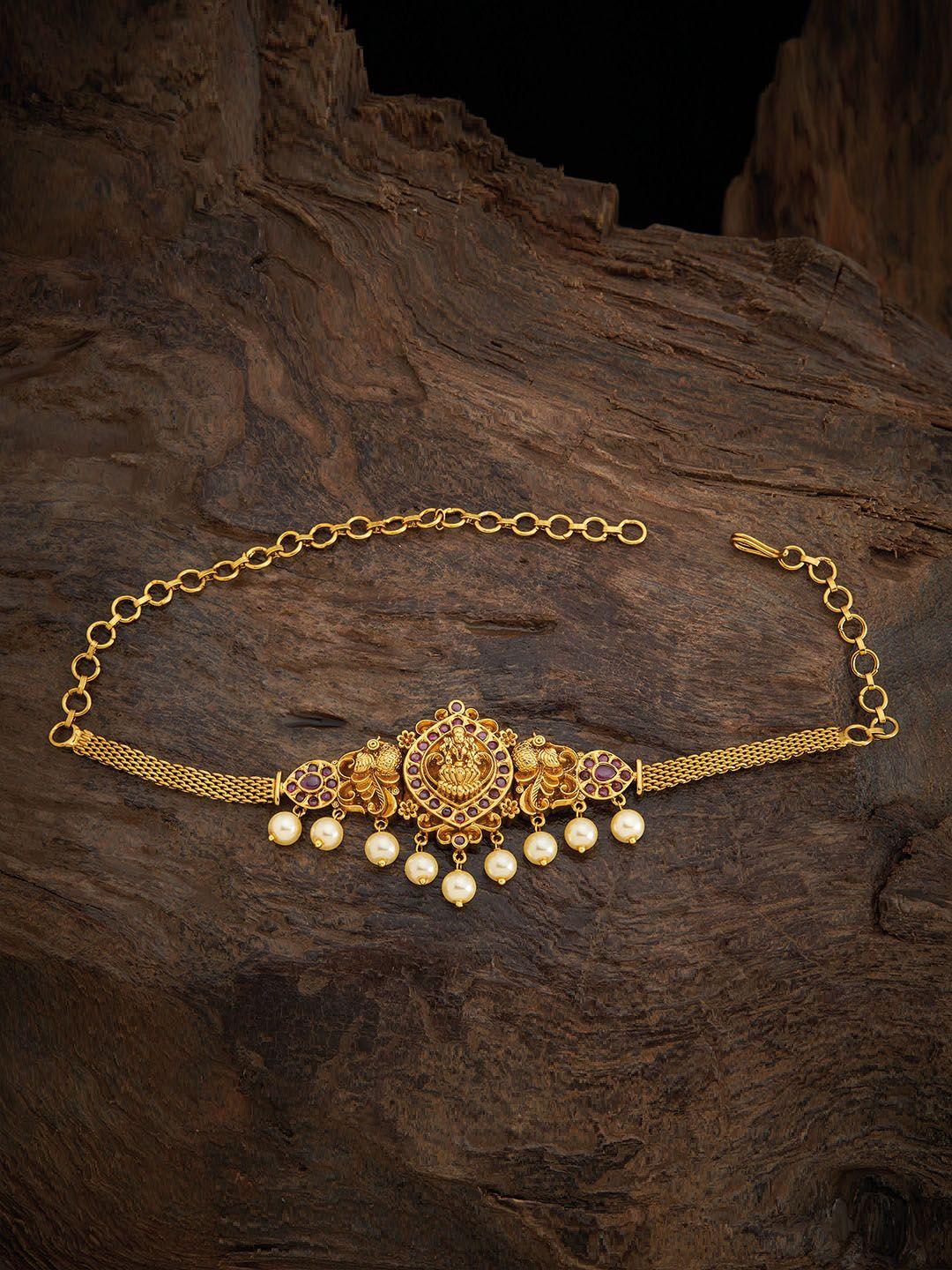 kushal's fashion jewellery women gold-toned & white antique gold-plated armlet bracelet